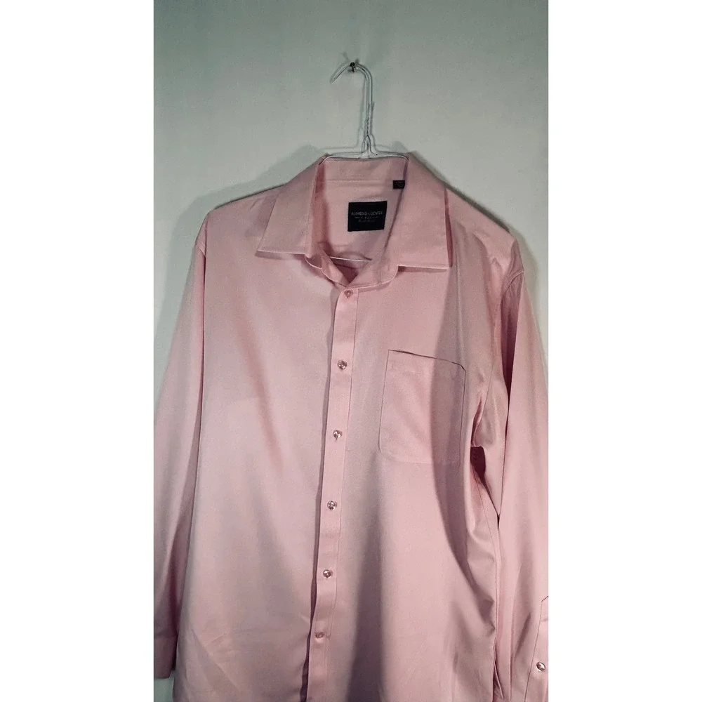 Alimens & Gentle Flex Mens Pink Long Sleeve Button Down Dress Shirt Size L Tall - Picture 4 of 13